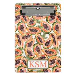Papaya Fruit Watercolor Monogram Mini Klemmbrett