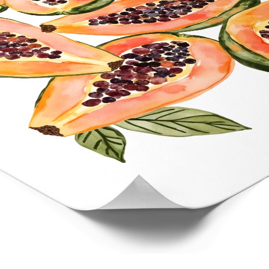 Papaya Fruit Watercolor Poster (Ecke)