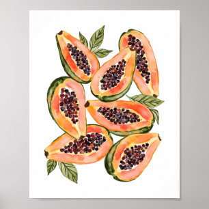 Papaya Fruit Watercolor Poster