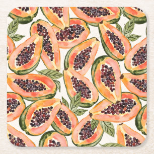 Papaya Fruit Watercolor Rechteckiger Pappuntersetzer
