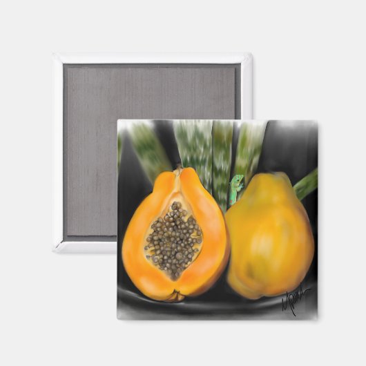 Papaya Gecko Magnet (Vorderseite/Rückseite)