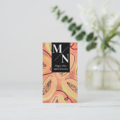 Papaya Hand Drawn Doodle Orange Black Pattern Visitenkarte (Stehend Vorderseite)