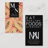 Papaya Hand Drawn Doodle Orange Black Pattern Visitenkarte (Vorne/Hinten)