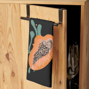 Papaya Hand Drawn Lettering Tropisches Obst Geschirrtuch