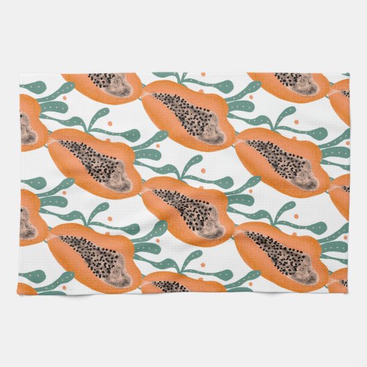 Papaya Hand Tropical Frucht Muster Geschirrtuch (Horizontal)