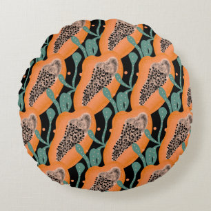 Papaya-Hand  Tropisches Frucht-Abstraktes Muster  Rundes Kissen