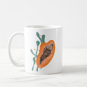 Papaya Handgezeichnete Schrift Tropische Frucht Kaffeetasse
