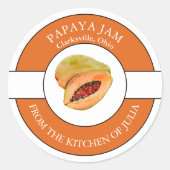 Papaya Jam Label Runder Aufkleber (Vorderseite)