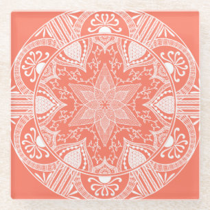 Papaya Mandala Glasuntersetzer