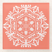 Papaya Mandala Glasuntersetzer (Vorderseite)