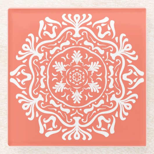 Papaya Mandala Glasuntersetzer (Vorderseite)