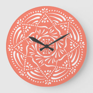 Papaya Mandala Große Wanduhr