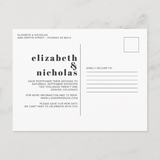 Papaya | Moderne Hochzeitserklärung Postkarte (Rückseite)