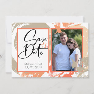 Papaya Orange Abstrakt Brush Strokes Save the Date Einladung