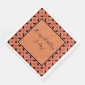 Papaya Orange und Black Retro tropisches Muster Serviette (Ecke)