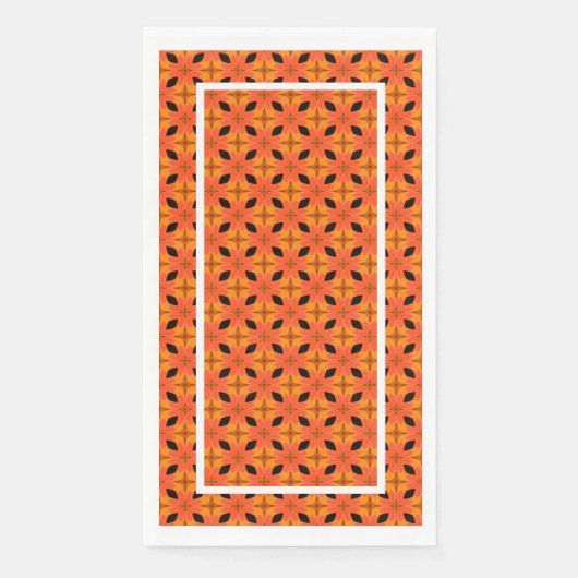 Papaya Orange und Black Tropical Pattern Serviette (Vorderseite)
