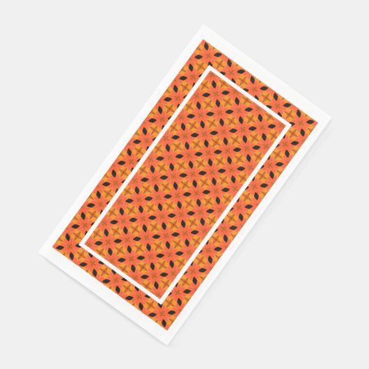 Papaya Orange und Black Tropical Pattern Serviette (Ecke)