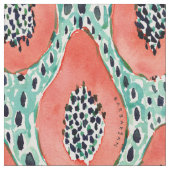 PAPAYA PARTY Wasserfarbe Tropisches Fruchtgewebe Stoff (Nahaufnahme)