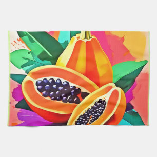 Papaya-Pop in Scheiben Geschirrtuch