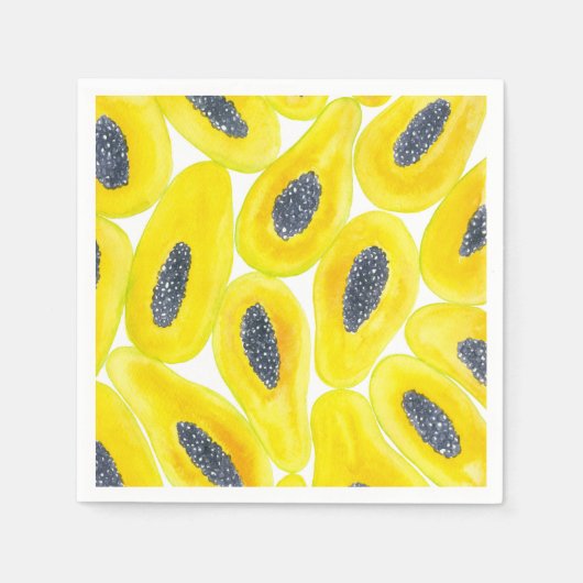 Papaya-Scheiben-Aquarell Serviette (Vorderseite)