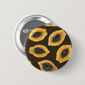 Papaya-Scheiben auf dunkelbraun Button (Vorne & Hinten)