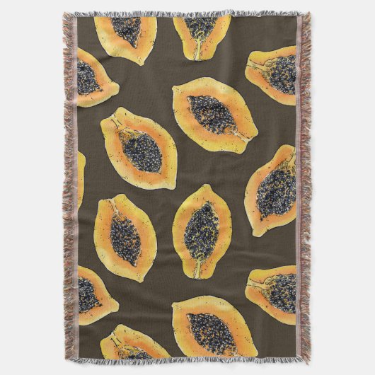 Papaya-Scheiben auf dunkelbraun Decke (Vorderseite Vertikal)