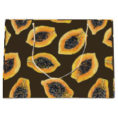 Papaya-Scheiben auf dunkelbraun Große Geschenktüte (Vorderseite)