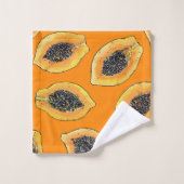 Papaya-Scheiben auf Orange Badhandtuch Set (Waschlappen)