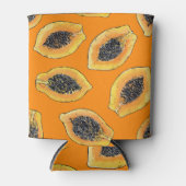 Papaya-Scheiben auf Orange Dosenkühler (Vorderseite)