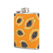 Papaya-Scheiben auf Orange Flachmann (Links)