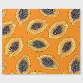 Papaya-Scheiben auf Orange Geschenkpapier (Flach)