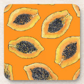 Papaya-Scheiben auf Orange Getränkeuntersetzer (Vorderseite)