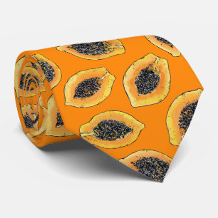 Papaya-Scheiben auf Orange Krawatte