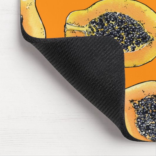 Papaya-Scheiben auf Orange Mousepad (Ecke)