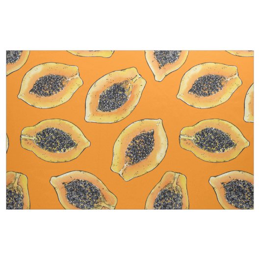 Papaya-Scheiben auf Orange Stoff (Fat Quarter (45,7 x 55,9 cm))