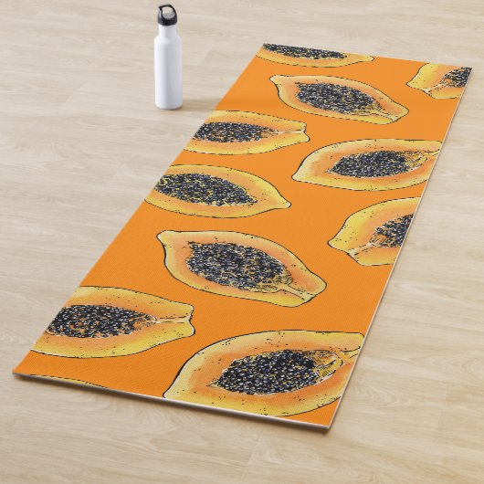 Papaya-Scheiben auf Orange Yogamatte (Beispiel)