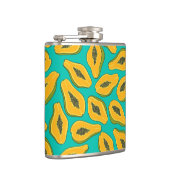Papaya-Scheiben auf Türkis Flachmann (Rechts)