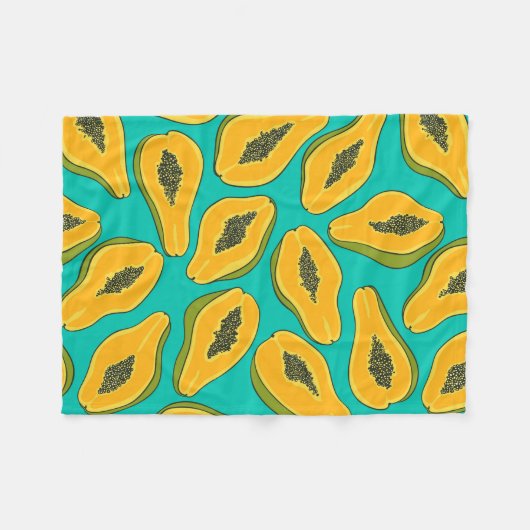 Papaya-Scheiben auf Türkis Fleecedecke (Vorderseite (Horizontal))