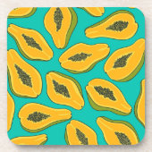 Papaya-Scheiben auf Türkis Getränkeuntersetzer (Vorderseite)