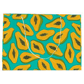 Papaya-Scheiben auf Türkis Große Geschenktüte (Rückseite)