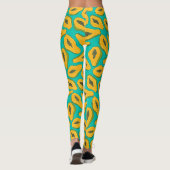 Papaya-Scheiben auf Türkis Leggings (Rückseite)