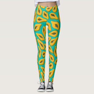 Papaya-Scheiben auf Türkis Leggings