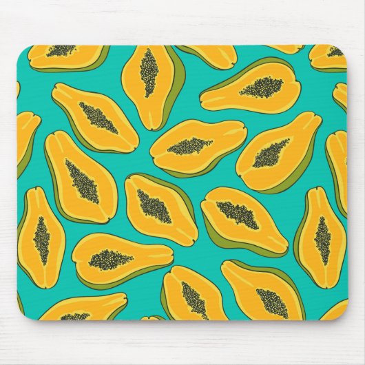 Papaya-Scheiben auf Türkis Mousepad (Vorne)