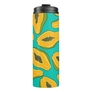 Papaya-Scheiben auf Türkis Thermosbecher