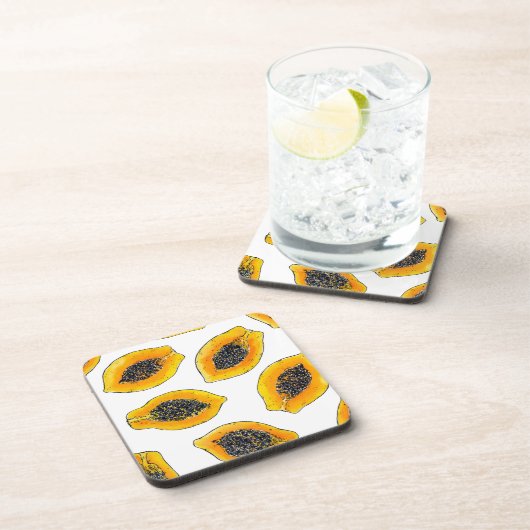 Papaya-Scheiben Getränkeuntersetzer (Rechte Seite)