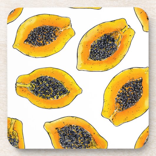 Papaya-Scheiben Getränkeuntersetzer (Vorderseite)