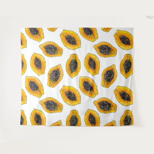 Papaya-Scheiben Wandteppich (Vorderseite (Horizontal))