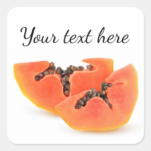 Papaya-Stücke Quadratischer Aufkleber (Vorderseite)