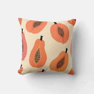 Papaya Sunset Held & Black Seed Floral Kissen
