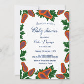 Papaya Sweet Fruit Fresh Summer Green Baby Dusche Einladung (Vorderseite)
